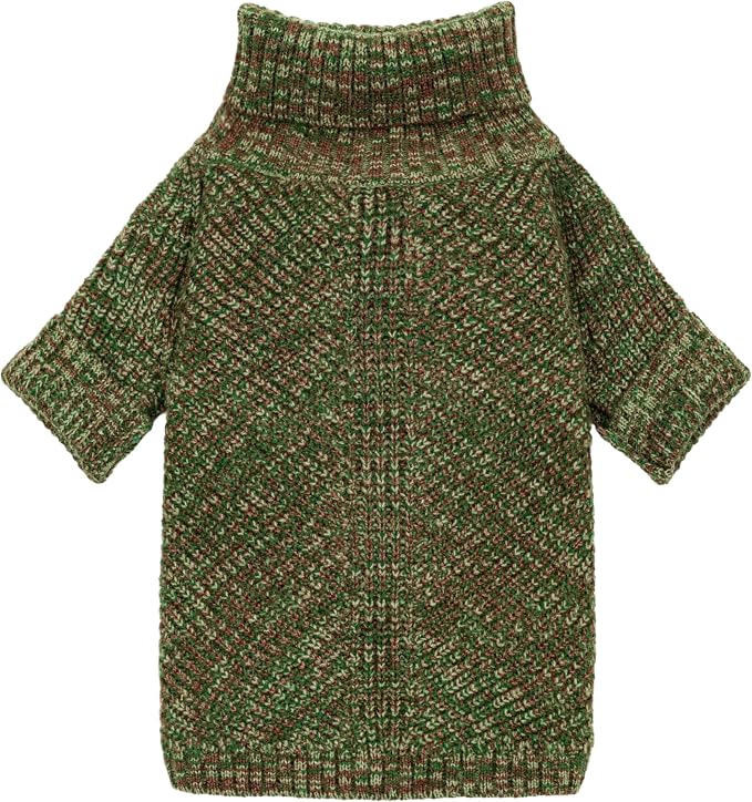 Fitwarm Knitted Turtleneck Dog Sweater, Thermal Dog Winter Clothes for Small Dogs Boy Girl, Holiday Pet Outfit, Heather Green, XS