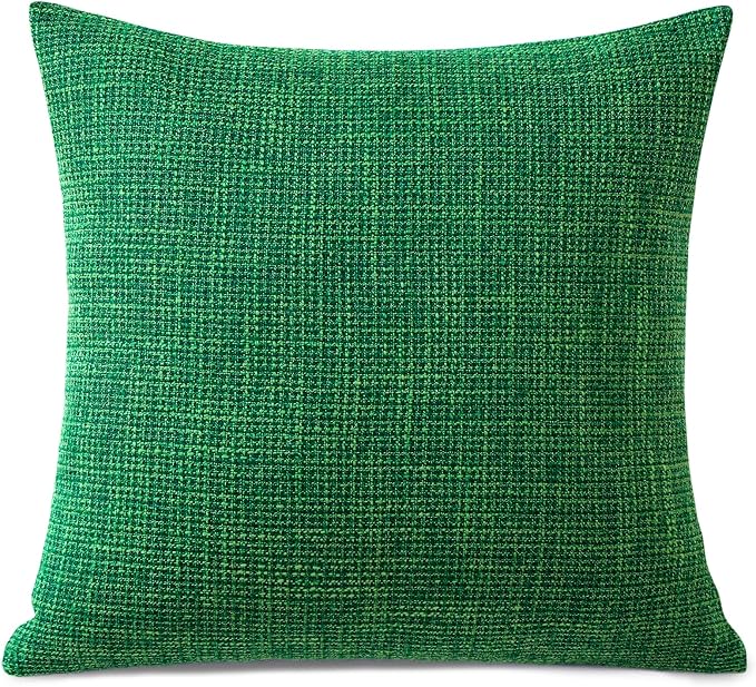 OTOSTAR Linen Throw Pillow Cover Set of 1 Decorative Square Pillowcases Cushion Covers 18x18 Inch for Home Decor Sofa Bedroom Car 45 x 45CM Christmas Green