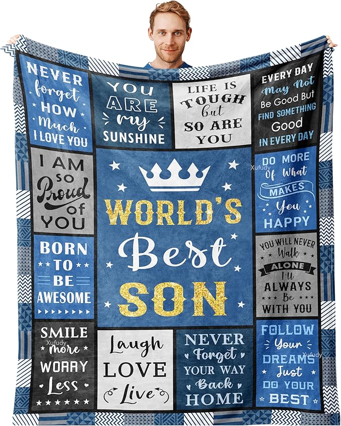 Gifts for Son, Best Birthday Gifts for Adult Son Blanket 80"x60", Son Gifts from Mom/Dad, Gifts for Sons Adult, Gift for My Son, Gifts for Grown Son, Graduation Gift for Son
