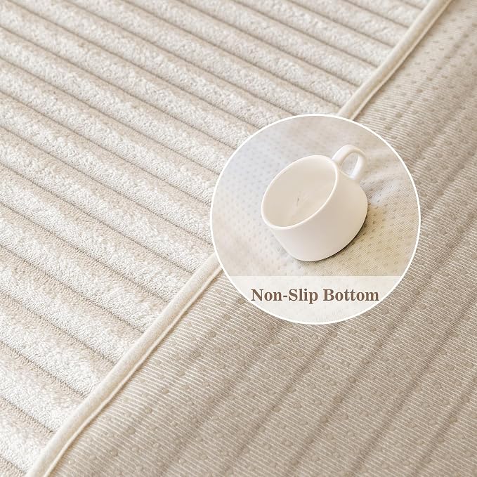 MYSKY HOME 100% Waterproof Couch Cover for Dogs Washable, Non Slip Couch Covers for 2 Cushion Sofa Pet Friendly, Thick Soft Sofa Covers Slipcovers Blanket Dog Bed Cover, Cream, 35"x63"