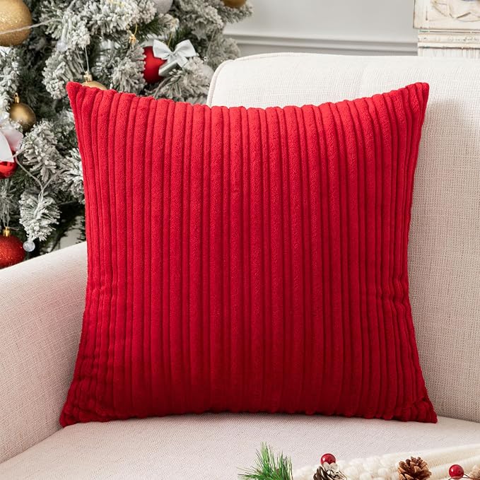 UGS UGASA Velvet Soft Soild Christmas Decorative Pillow Covers for Livingroom/Couch, 26"x26"(66x66cm), 1 Pc, Burgundy