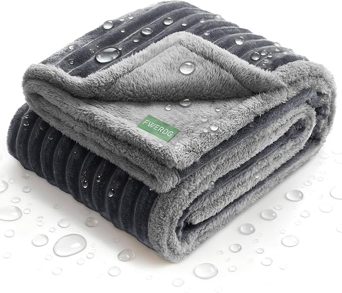 Waterproof Puppy Blankets for Small Dogs - Cozy Fleece Calming Cat Blanket for Couch Furniture Protector, Washable Dog Blankets for Indoors & Outdoors, Grey, 25"x35"