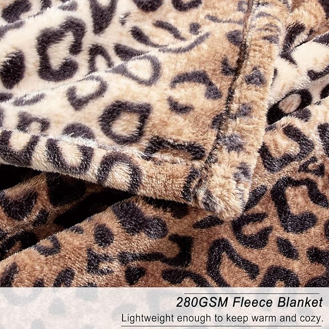 Viviland Flannel Fleece Blanket King Size 90x108 inches, Lightweight, Super Soft Cozy Warm Blanket, Leopard Print