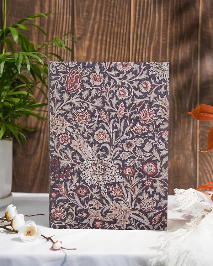 Decorative Wooden Book Box, Vintage Faux Book Boxes with Magnetic Closure, Secret Storage, Antique Look Linen Cover for Bookshelf or Office Decor (1 x William Morris)