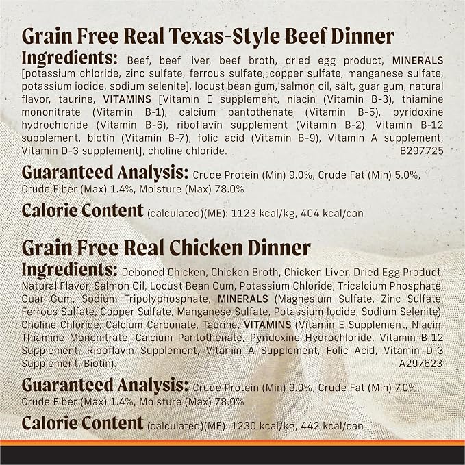 Merrick Grain Free Premium and Natural Canned Dog Food, Soft and Healthy, Real Beef and Chicken Variety Pack - (Pack of 12) 9.5 lb. Cans