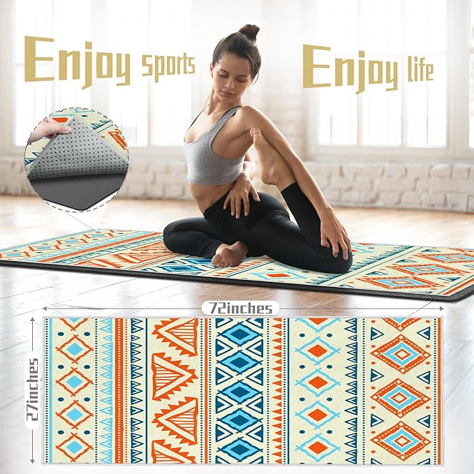 Yoga Towel,Absorbent Yoga Mat Towel for Hot Yoga Non Slip,Stylish Prints,Ideal for Workouts,Hot Yoga,Bikram,Pilates Equipment,72 x 27 in,Yellow