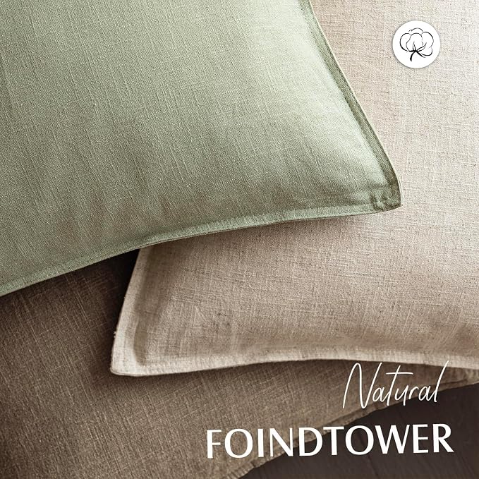 Foindtower Pack of 2, Decorative Linen Solid Throw Pillow Covers Accent Lumbar Cushion Case Boho Farmhouse Pillowcase for Chair Couch Sofa Bedroom Living Room Home Decor 12x20 Inch Light Sage Green