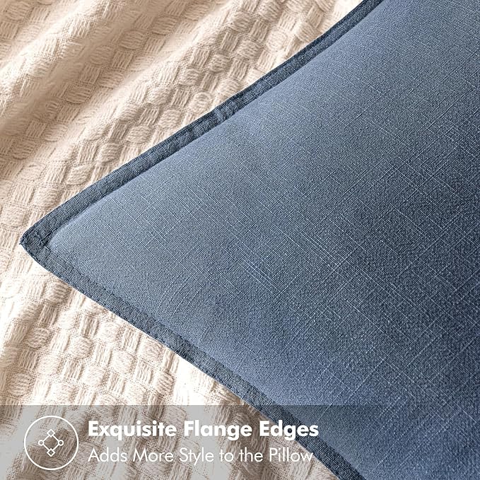 MIULEE Decorative Linen Lumbar Pillow Cover 12x20 Inch Blue Ashes | Boho Farmhouse Couch Long Throw Pillow for Bed, Pack of 1 Accent Coastal Modern Pillowcase, Sofa Livingroom Home Decor