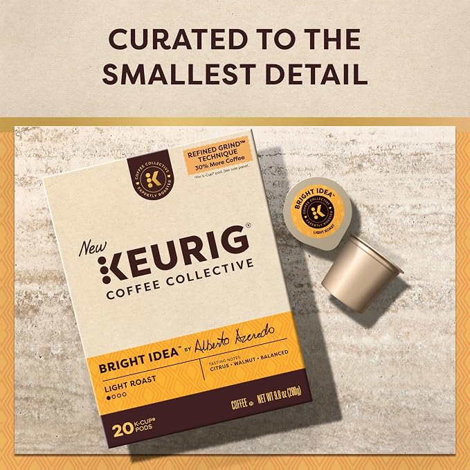 Keurig Coffee Collective, Bright Idea by Alberto Azeredo, Light Roast Coffee, Single Serve Keurig K-Cup Pods, 20 Count