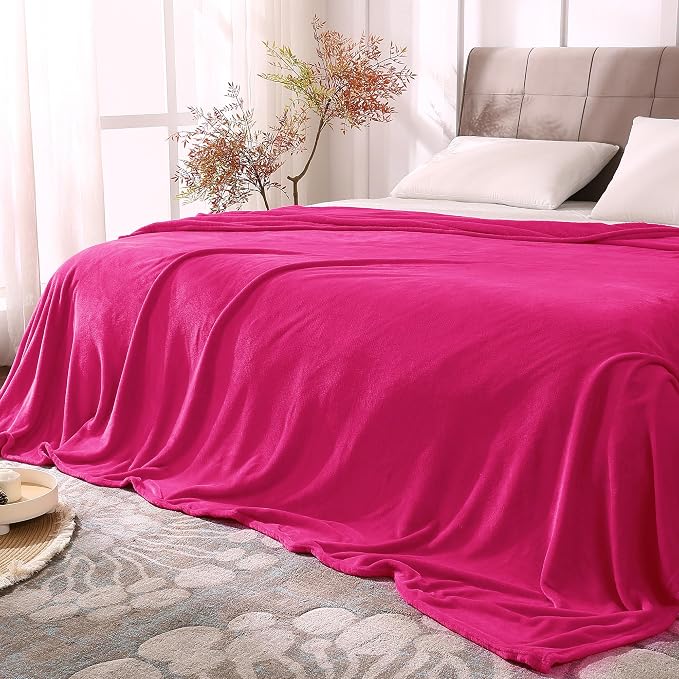 BEDELITE Fleece Blanket Soft Plush King Size Bed Blanket Hot Pink 108"x90" | Ultra Soft Fleece, Plush Microfiber, Lightweight Warmth, All Season Comfort, Fade Resistant, Machine Washable