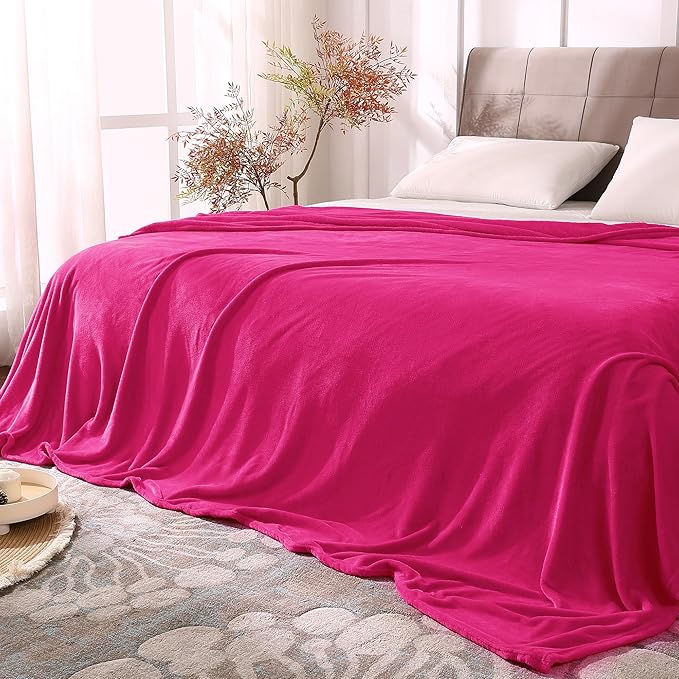 BEDELITE Fleece Blanket Soft Plush Queen Size Bed Blanket Hot Pink 90"x90" | Ultra Soft Fleece, Plush Microfiber, Lightweight Warmth, All Season Comfort, Fade Resistant, Machine Washable,Perfect for Bed