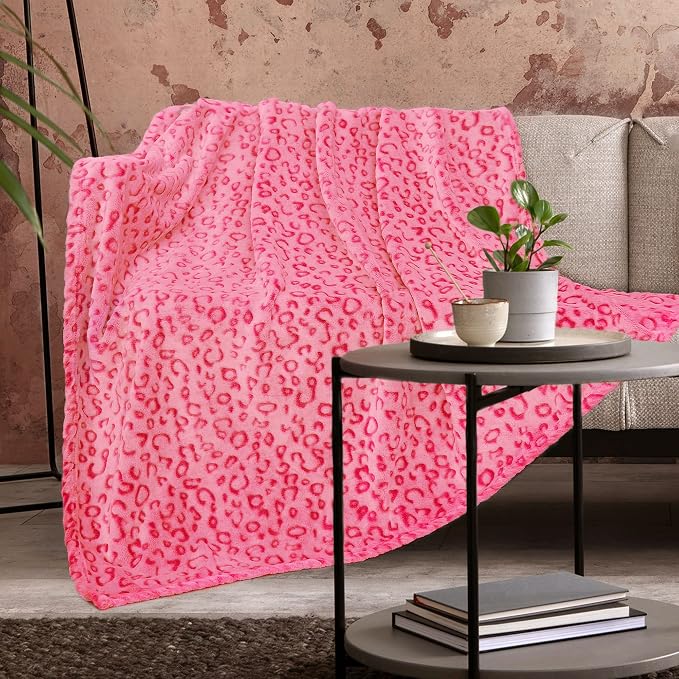 Pink Leopard Print Blanket,Cheetah Throw,Christmas Birthday Gifts for Women | Cheetah Print Blanket, Pink Gifts for Women, Soft Warm Throw Blanket, Ultra Soft Flannel Fabric, King Size Blanket