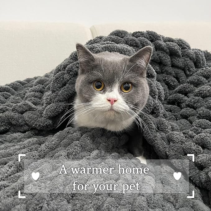 Maetoow Tighter Version Chenille Chunky Knit Blanket Throw,40×50,Dark Grey