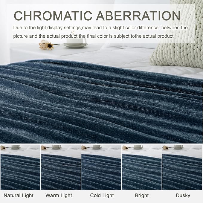 Chenille Throw Blanket for Couch 60" x 80" Twin, Navy Blue | Soft Cozy Warm Throws with Fringe Tassel, for Living Room Bed Sofa Chair Cover, Lightweight Knitted Decorative Boho Blankets
