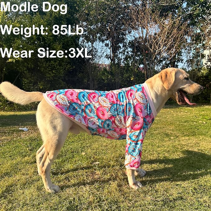 Dog Colorful T Shirts Doughnut Pattern Printed Pet Shirt Softable Pajamas for Small Dogs (XL,Doughnut)