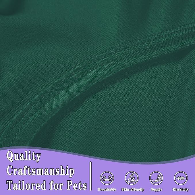 2 Pack Solid Color Dog Shirts - Lightweight, Quick Dry, Breathable Pet T-Shirts for Small to Large Dogs - Stretchy, Durable, Ideal for All Seasons and Holidays.Green Purple S