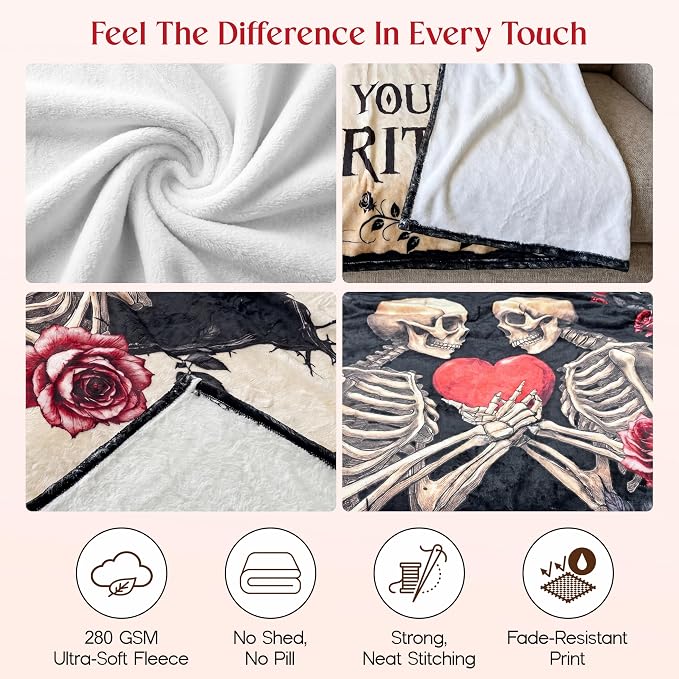 WRAPIX Anniversary Couple Gifts for Women Men - Throw Blanket 60x80 in | Gifts for Couple, Cozy Fleece Blanket, Machine Washable, Ideal for Couch Bed, Warm and Lightweight, Soft Gothic Decor