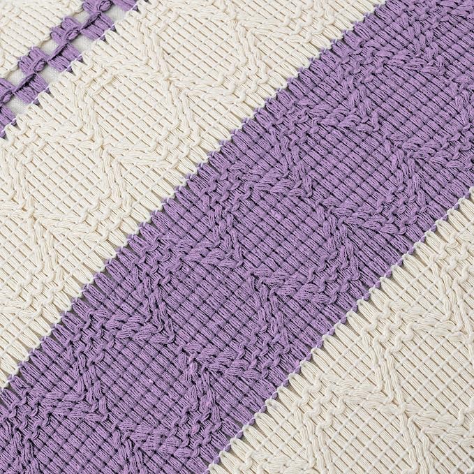 Fancy Homi Set of 1 Boho Lavender Lumbar Decorative Throw Pillow Cover 12x20 Inch for Couch Bed Sofa Chair, Modern Organic Farmhouse Home Decor, Soft Cotton Cute Accent Rectangle Cushion Case