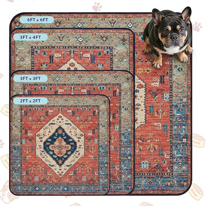Lahome Extra-Large Washable Dog Pee Pads (72"x72") - Super Absorbent & Waterproof - Leakproof Reusable Mat for Playpens, Beds & Whelping , Convenient Cleanup,Red
