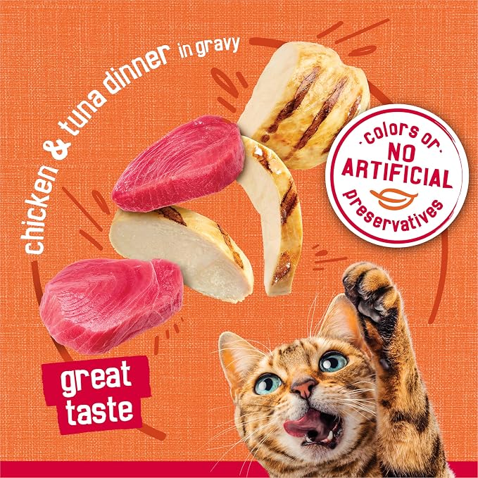 Friskies Purina Prime Filets Chicken and Tuna Dinner in Wet Cat Food Gravy - 5.5 oz. Cans (Pack of 48)