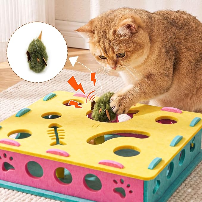 21 Pcs Interactive Cat Toys for Indoor Cats, Cat Puzzle Box with Rechargeable Automatic Ball, Hanging Toy, Plush Mice and Balls 3-in-1 Kitten Toys for Indoor Bored Kittens