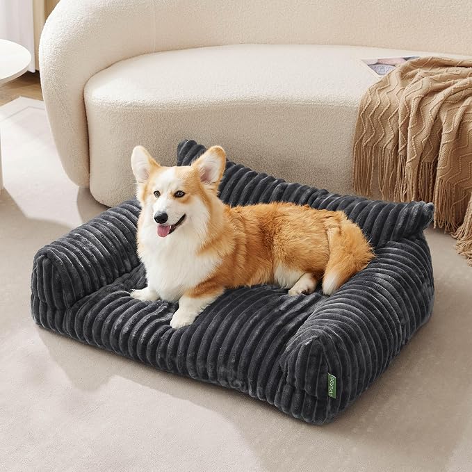 Cute Couch Bed for Pets, Supportive Cat Sofa for Indoor Cats, Large Dog Sofa Bed for Large Dogs, Grey, 36 inches