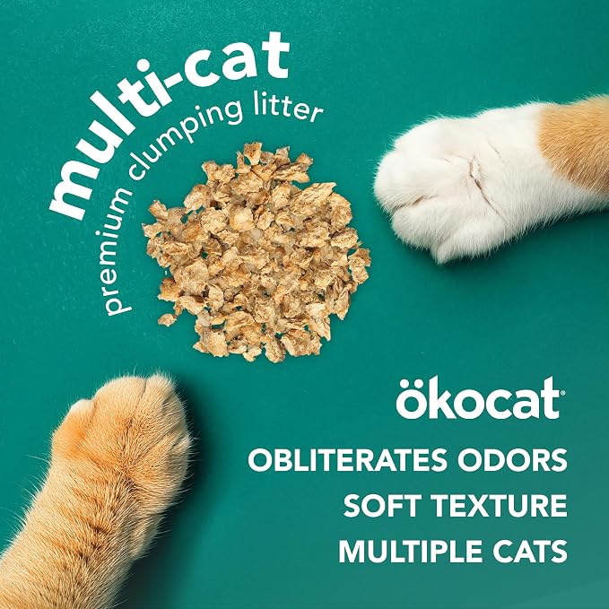 ökocat Multi-Cat Natural Wood Clumping Cat Litter, Odor Control, 18.8 Lbs