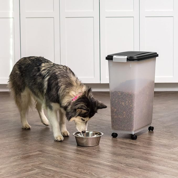 IRIS USA Dog Food Storage Container, Up to 38 lbs, Black, Made in USA