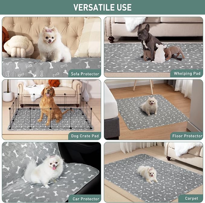 Eterish Reusable Washable Pee Pads for Dogs Extra Large 54'' x 54'' 2 Pack, Absorbent Pet Puppy Dog Training Pads Non-Slip, Waterproof Whelping Potty Pads for Dogs Leak-Proof