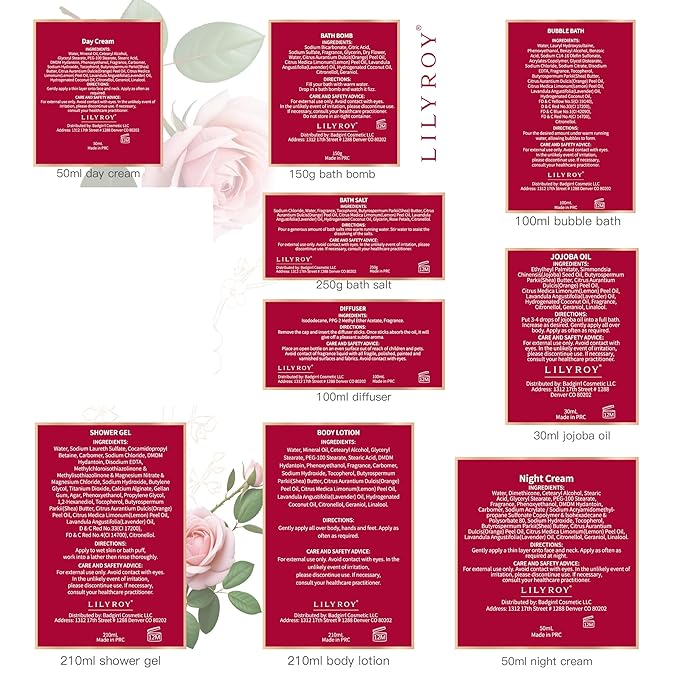Christmas Gifts for Women - 19-Piece Luxury Rose & Cherry Blossom Spa Gift Basket Set Bath and Body Gift Sets Care Kit with Necklace | Valentine's Day, Mothers Day Gifts Baskets for Mom, Wife
