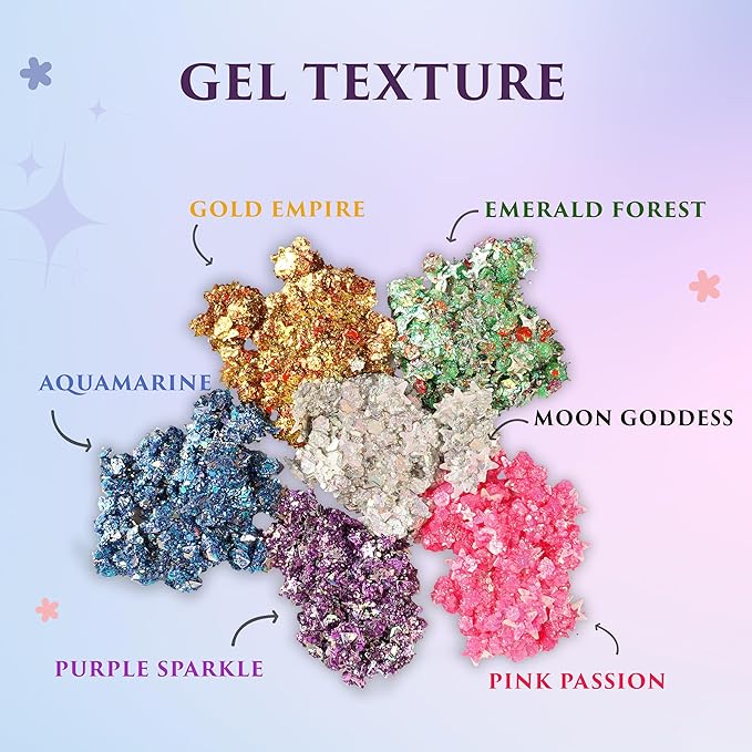 Secret of Pharaoh Holographic Chunky Glitter Gel for Face, Body, Hair - Purple Sparkle | Vibrant Colores, Festival and Party Makeup - Versatile and Long-Lasting, Dazzling and Shimmering Effect