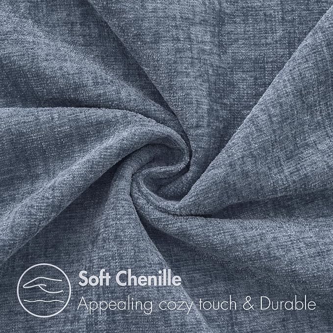 MIULEE Soft Chenille Throw Pillow Covers Dark Grey Blue 16x16 Pack of 2 | Modern Coastal Home Decor, Classic Decorative Pillows, Solid Dyed Cases, Boho Couch Cushion Covers for Sofa Bed Living Room