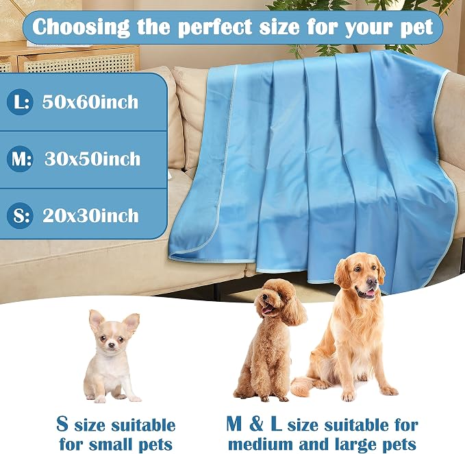 Kritter Planet Waterproof Cooling Dog Blanket, Summer Furniture Protector | 30 x 50 Inch Reversible Mat for Sofa, Bed & Car Seat, Lightweight, Washable & Comfort, Indoor & Outdoor Use for Dogs & Cats