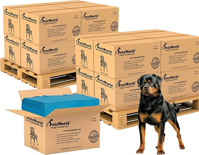 PetsWorld XL Dog Pee Pads 30"x36", 2,400-Count – Heavy Duty, Leak-Proof Potty Training Pads for Puppies & Large Dogs, Super Absorbent, Quick-Dry Disposable Pads with Odor Control