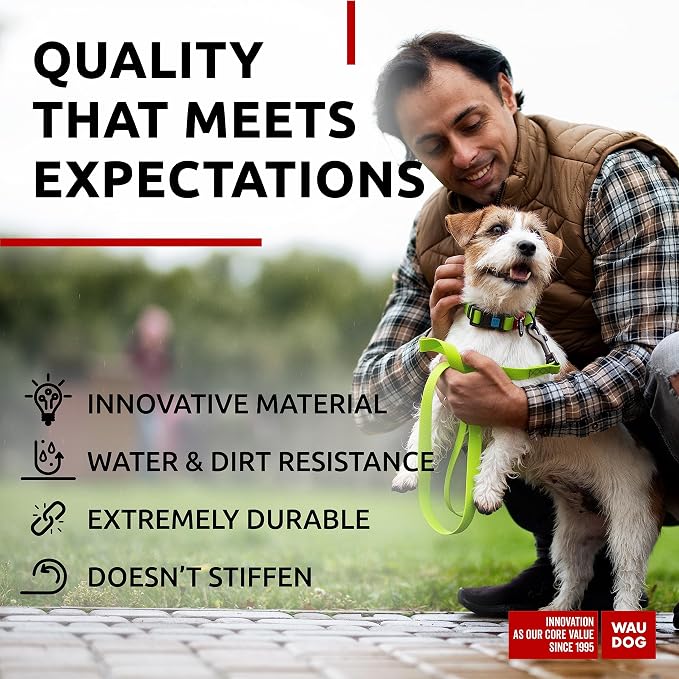 WAUDOG Waterproof Dog Collar Airtag Holder QR Tag Small Medium Large Dogs | Water and Dirt Resistant, Quick Dry QR Pet Tag Adjustable Durable Comfort for Male and Female Dogs Outdoor Walking Training