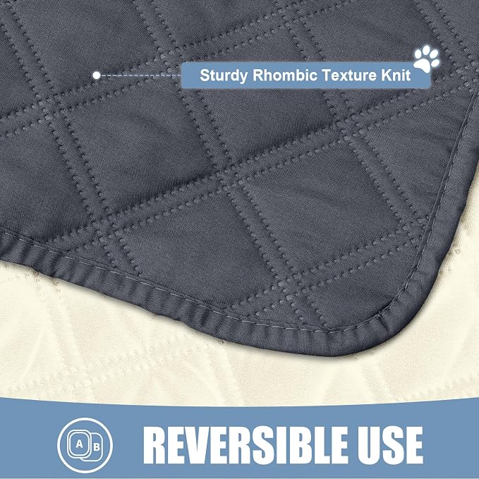 Smiry Waterproof Reversible Pet Couch Covers for Dogs | Pet Friendly, Soft Fabric, Washable Sofa Furniture Protector for Dogs Cat Kids, Checkered (30"x53", Dark Grey/Beige)