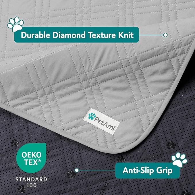 PetAmi Waterproof Couch Cover for Dog Bed Sofa Blanket 52x82 Light Gray | Leakproof Furniture Protector for Pet Cat, Machine Washable Pee Proof Mat for Chair Car Seat, Durable & Anti Slip Backing