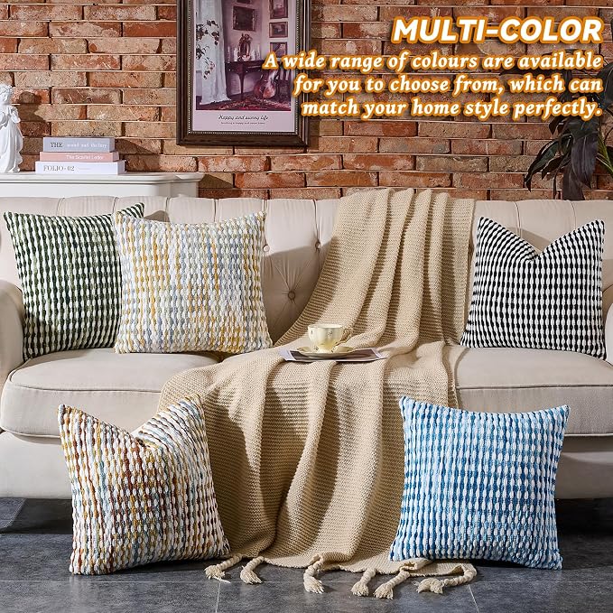 Set of 2 Boho Chenille Pillow Cover Decorative Tufted Pillowcase for Couch Bed Sofa Bedroom Living Room Modern 18 x 18-Inch Grey
