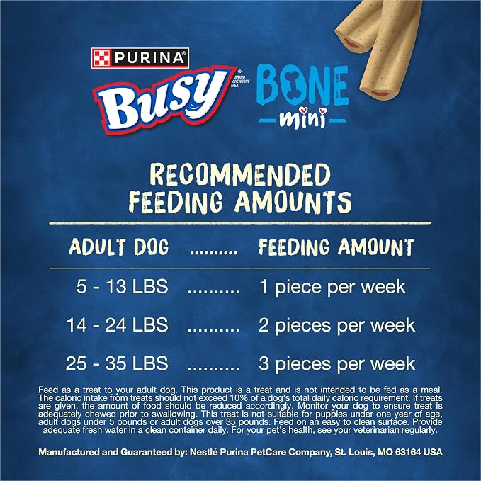 Purina Busy Made in USA Facilities Small Breed Dog Bones, Mini - 20 ct. Pouch (Pack of 2)