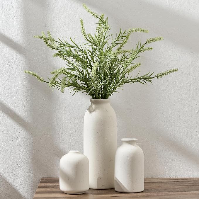 Ceramic Vase Set of 3, Decorative Nordic Minimalist Vases Home Decor for Living Room Kitchen Bedroom Entryway Mantel Table, Modern Decor for Bouquet Pampas Grass Dried Fresh Flowers- Cream White
