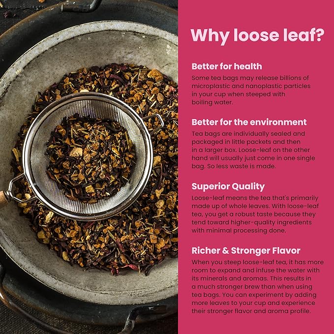 Gardenika Organic Cinnamon Hibiscus Loose Leaf Tea | Natural & Antioxidant Rich | Caffeine-Free | 55+ Cups | USDA Organic & Kosher | 4 oz