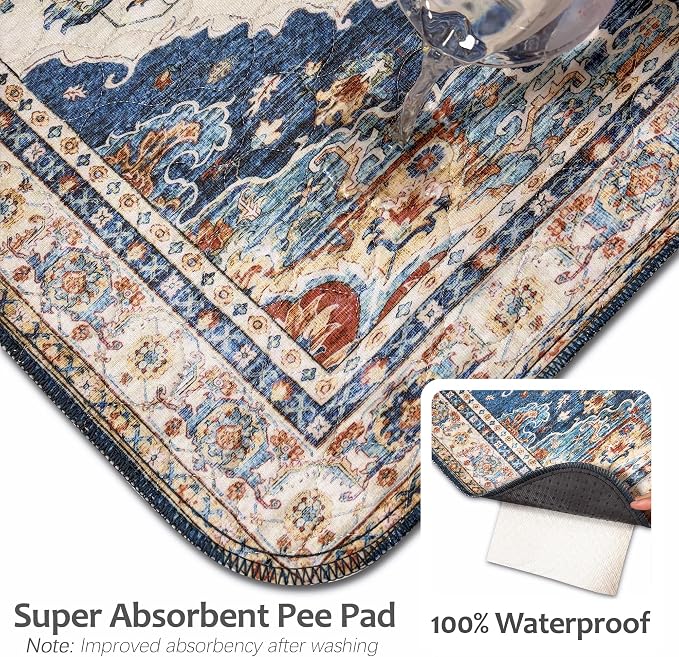 Washable Pee Pads for Dogs, Reusable Puppy Potty Training Pads, Ultra-Absorbent Thick Waterproof Leak-Proof Non-Slip Pads & Mat for Crate, Playpen, Floor, Whelping & Housebreaking , 2 Pack 48"x72"