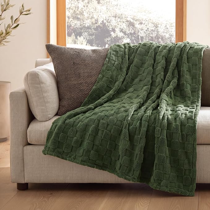 Bedsure GentleSoft Twin XL Blanket for Bed - Super Soft Cozy Fleece Blankets for Kids, Cute Throws for Girls, Dorm Room Essentials for Girls Teens Back to School, Bronze Green, 66x90 Inches