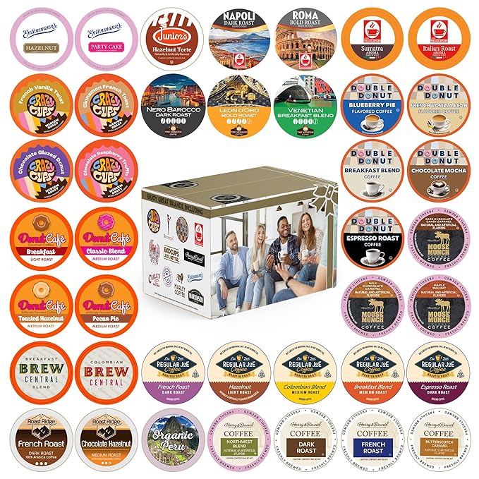 Coffee Pods Variety Pack Sampler, Coffee Lovers Single-Serve Capsules & Pods For Keurig K Cup Machines, Assorted Variety Pack, 40 Count