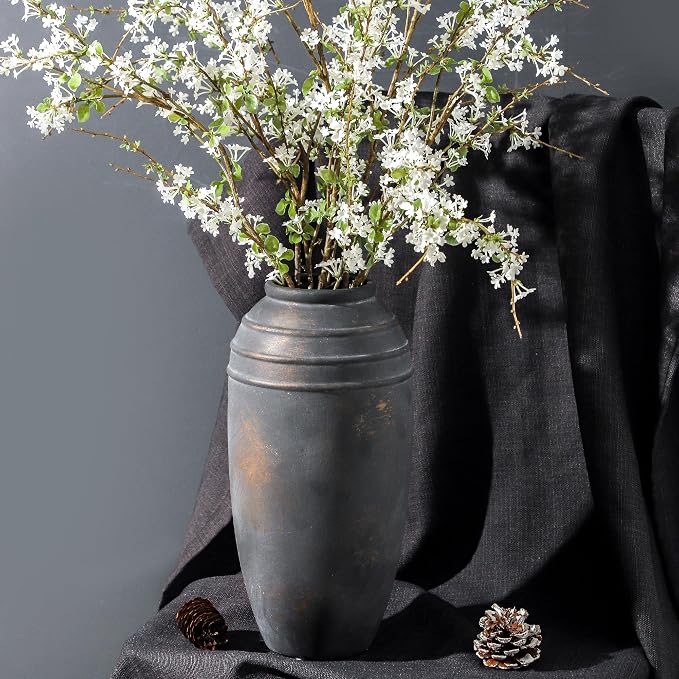 Large Ceramic Flower Vase,12.87 Inch Tall Vase for Home Decor | Farmhouse Decorative Vase for Living Room, Shelf, Entryway,Office,Tabletop Styling,Centerpieces,Housewarming Gifts