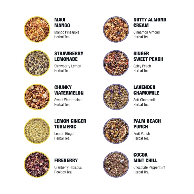 Tiesta Tea - Discovery Sampler Dry Flight Set, Loose Leaf, High to No Caffeine, Hot & Iced Up to 200 Cups, Tea Variety Pack with Green, Herbal, Black & Chai Brew, 20 Resealable Sample Pouches