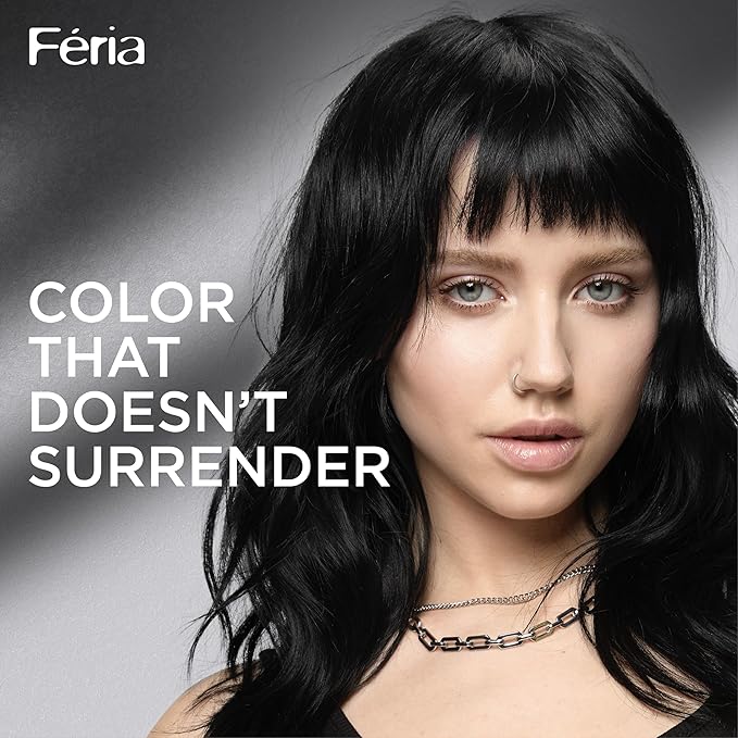 L'Oreal Paris Feria Multi-Faceted Shimmering Permanent Hair Color, High Intensity Hair Dye for 3X Highlights, 10 Jet Black, 1 Kit (Pack of 2)