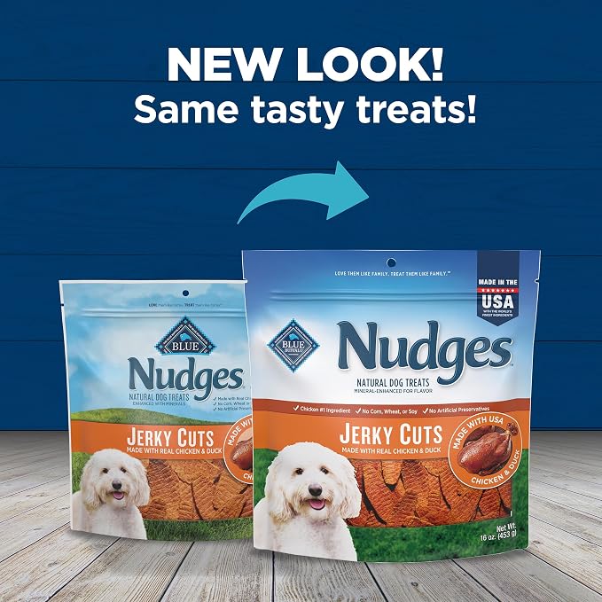 Blue Buffalo Nudges Jerky Cuts Chicken & Duck Dog Treats, 16 oz | Real Chicken & Duck First, Made in the USA, No Corn, Wheat, or Soy