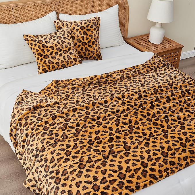 Leopard Print Throw Blanket Valentines Day Gifts for Men Thick Soft Fuzzy Cheetah Print Blanket Room Decor for Bed Couch Sofa - 50"x60", Dark Brown