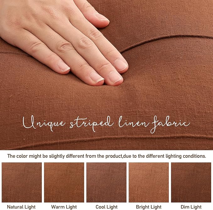 12x20 Pillow Covers Set of 2 Decorative Linen Lumbar Pillow Covers Solid Handcrafted Striped Cushion Covers for Bed Soft Modern Farmhouse Neutral Pillowcase for Couch Bedroom Living Room (Rust)